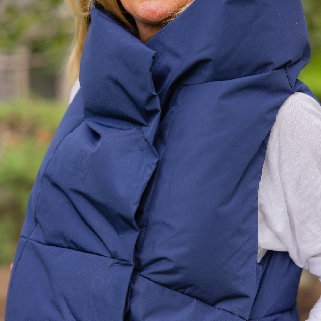 Navy Waterproof Pretty Puffer Vest