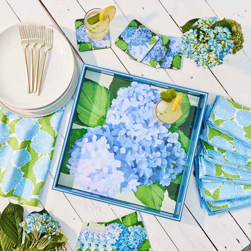 BLUE HYDRANGEA Square Coasters, Set of 4