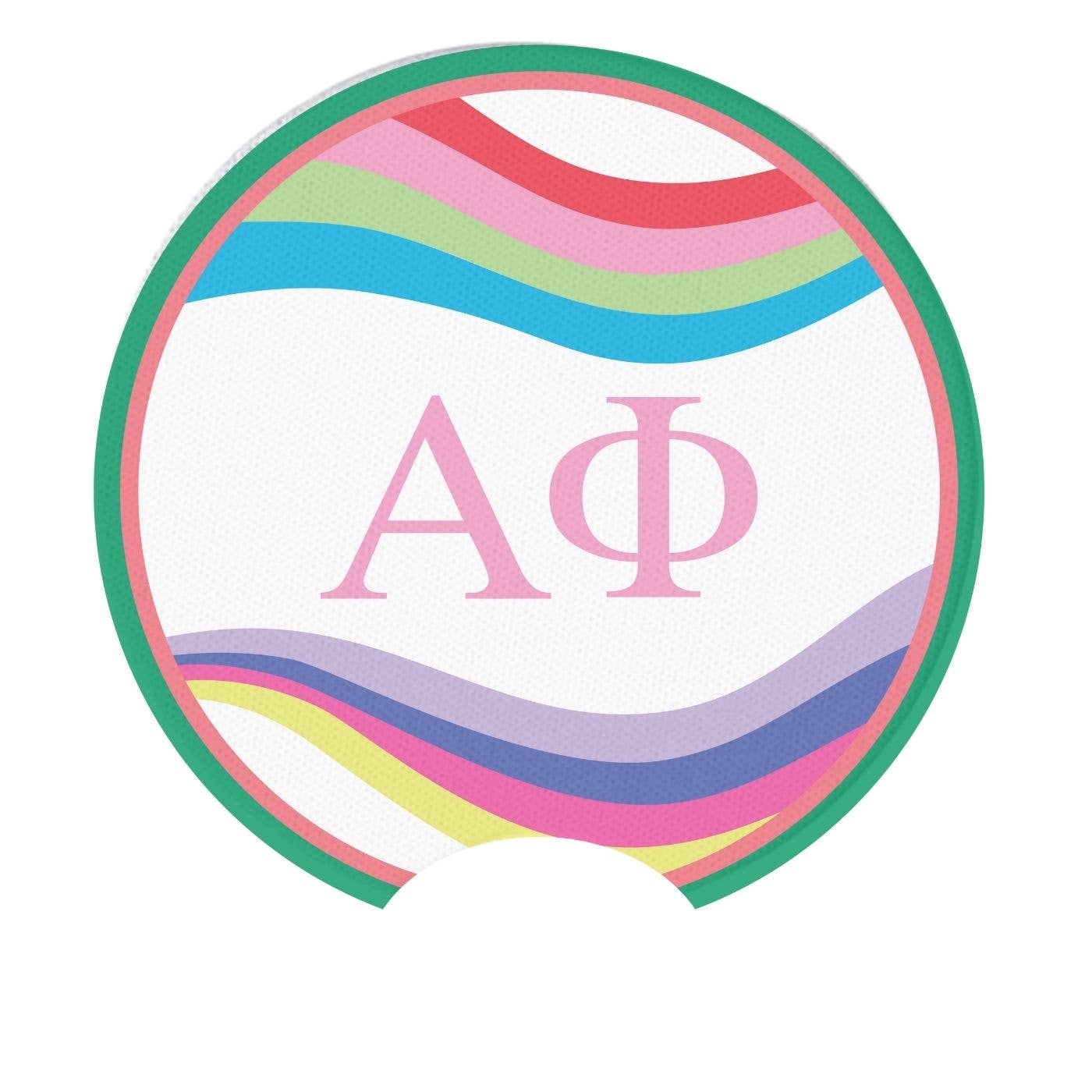 Sorority Car Coasters - Retro Wave Design