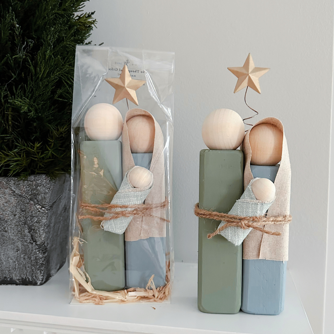 Simple Wooden Nativity Set | Hand-painted | Gift Wrapped
