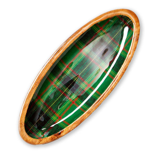 Christmas Holiday Plaid Wood & Enamel Platter Small