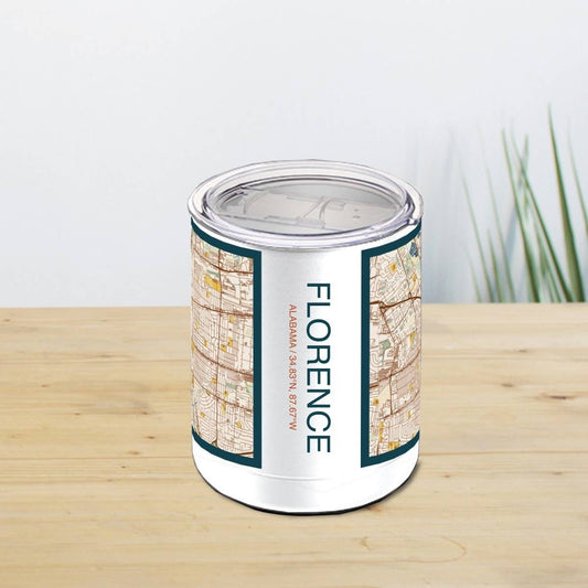 Florence AL Map Insulated Cup in Woodblock