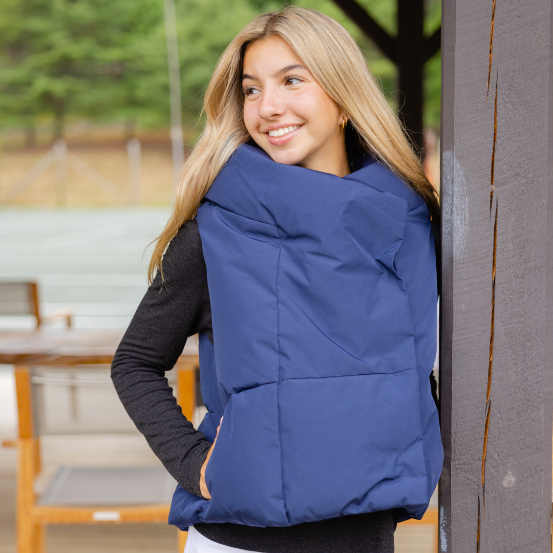 Navy Waterproof Pretty Puffer Vest