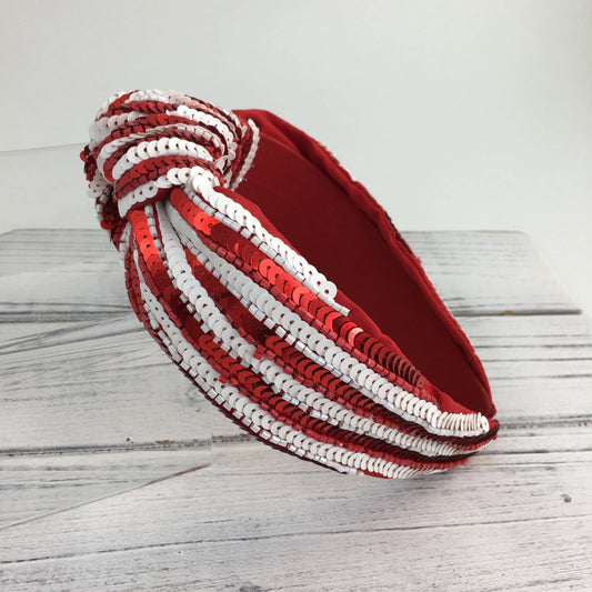 Red and white sequin headband
