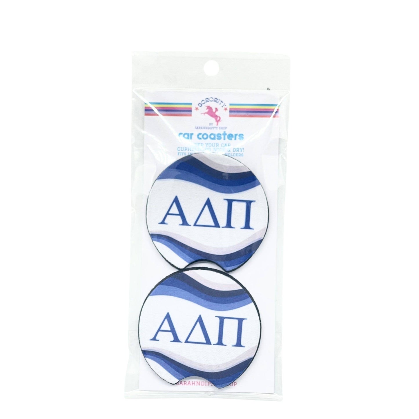 Sorority Car Coasters - Retro Wave Design