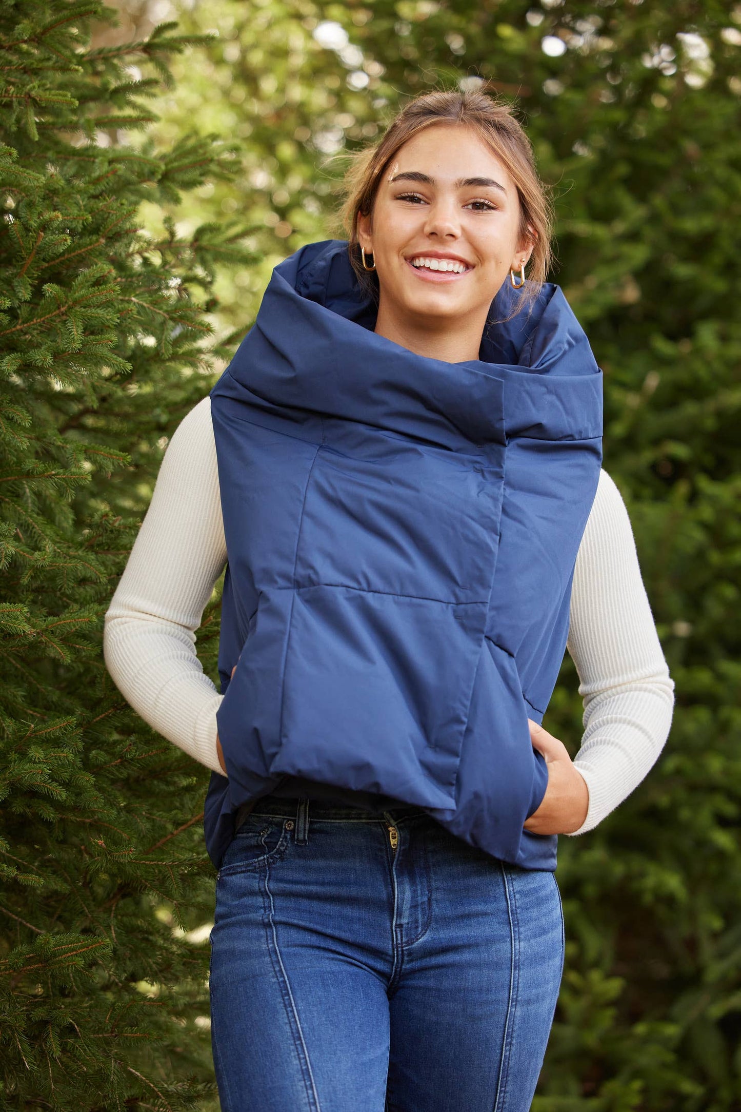 Navy Waterproof Pretty Puffer Vest
