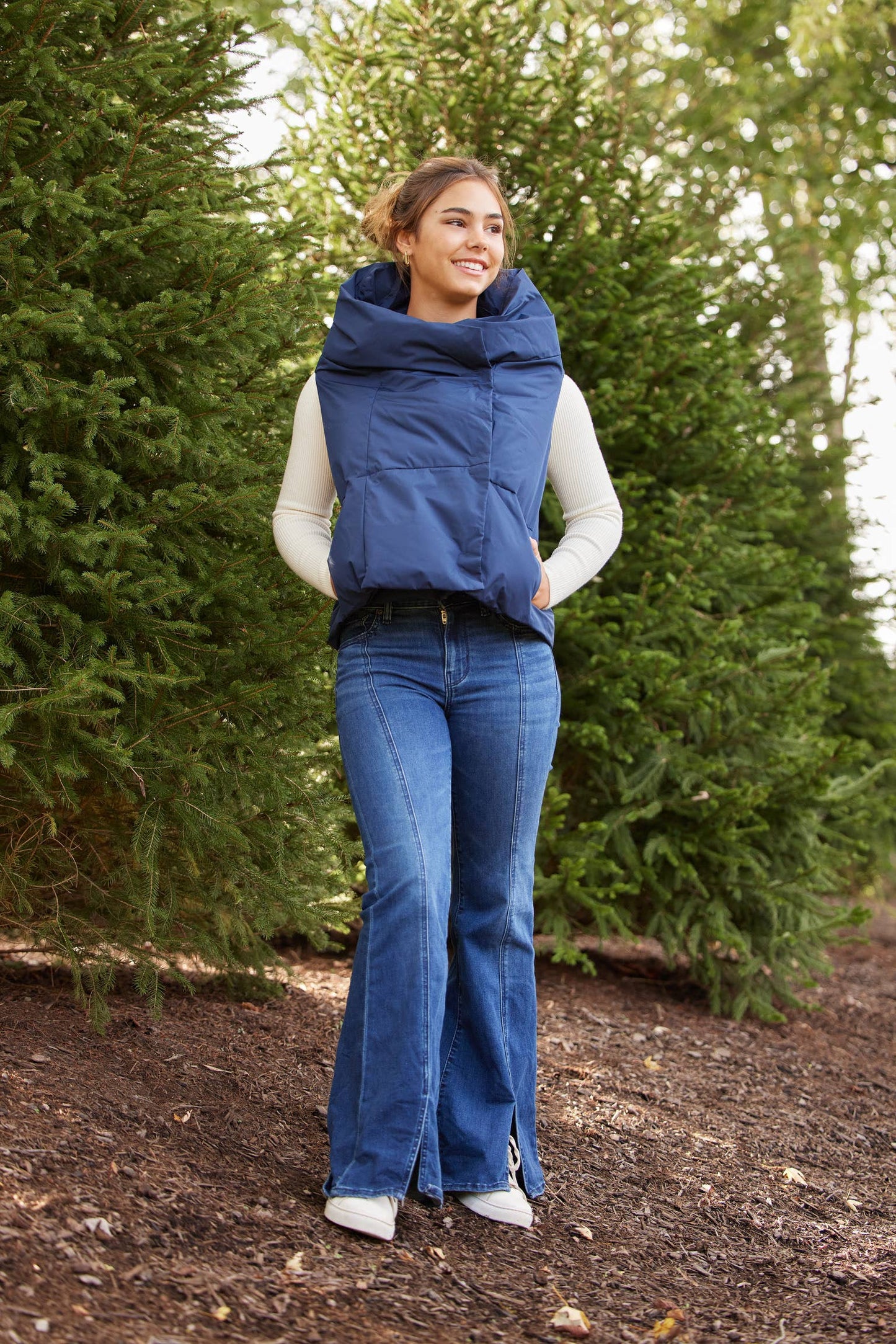 Navy Waterproof Pretty Puffer Vest