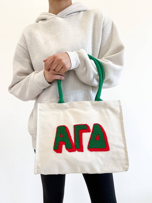 Alpha Gamma Delta Chenille Sorority Gift Tote