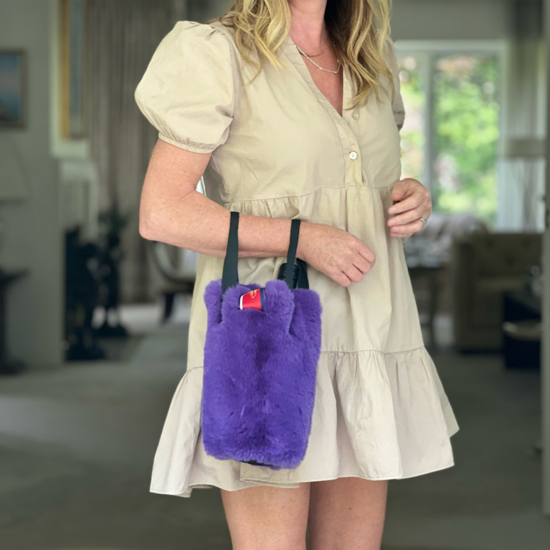 The Rowling Purple Faux Fur Wine Tote