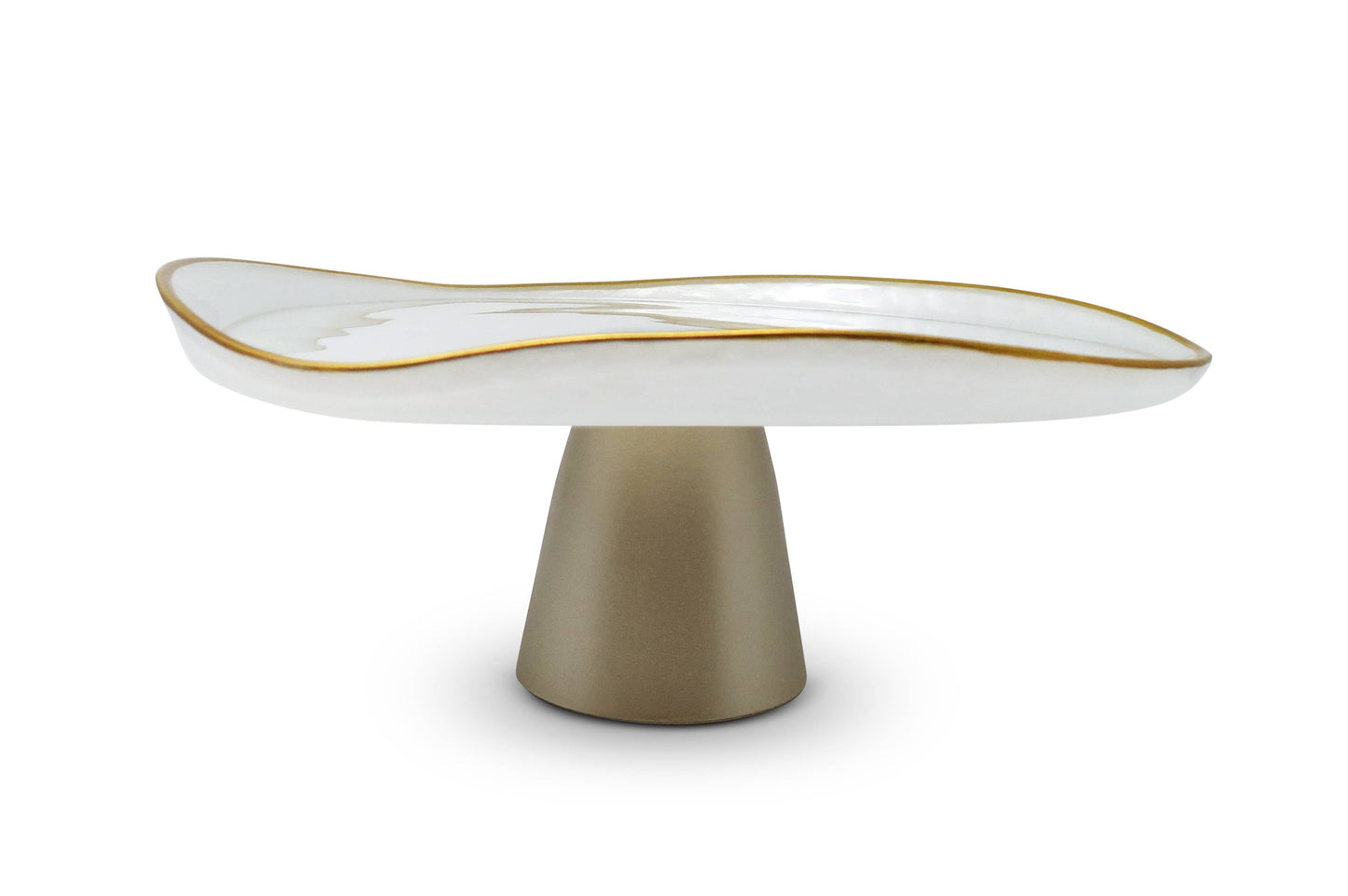 Organic Shaped Footed Cake Plate with Gold