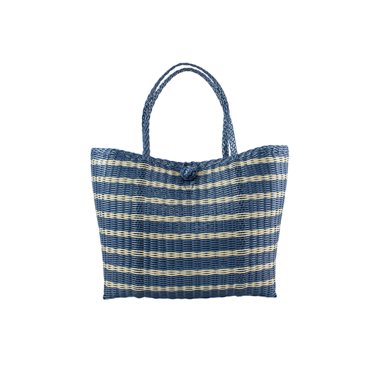 Medium, Sailor Stripe in Fog Blue Tote