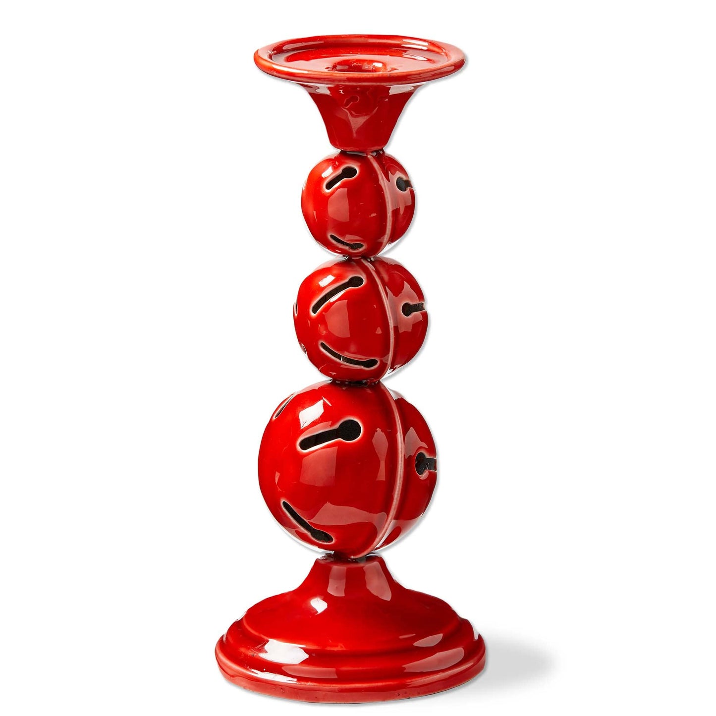 Christmas Jingle Bell Enamel Taper Pillar Candle Holder