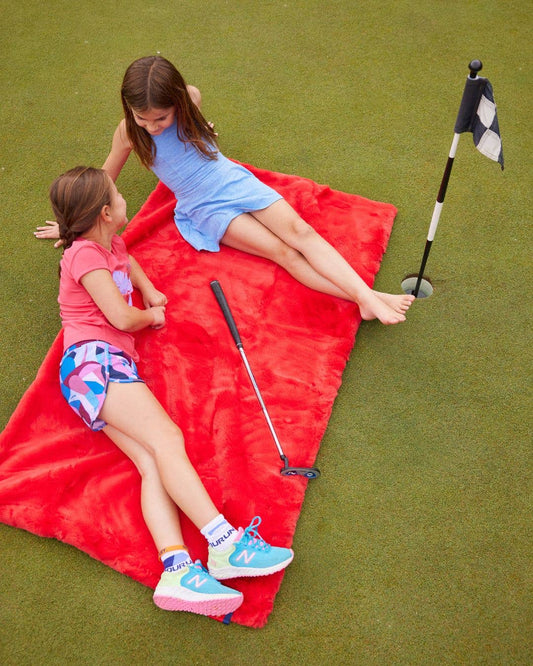 Red Faux Fur Sporty Long Lap Blanket