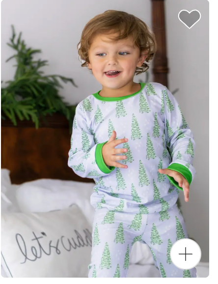 2 Piece Kids Christmas Tree PJ Set (click to see pink & blue options)