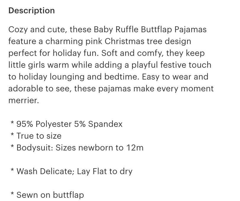 Christmas Tree Baby Butt-Flap Pajamas (click to see pink & blue options)