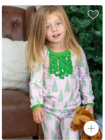 2 Piece Kids Christmas Tree PJ Set (click to see pink & blue options)