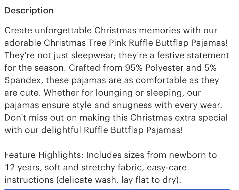 2 Piece Kids Christmas Tree PJ Set (click to see pink & blue options)