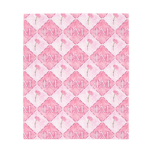 Phi Mu Flannel Fleece Blanket, Sorority