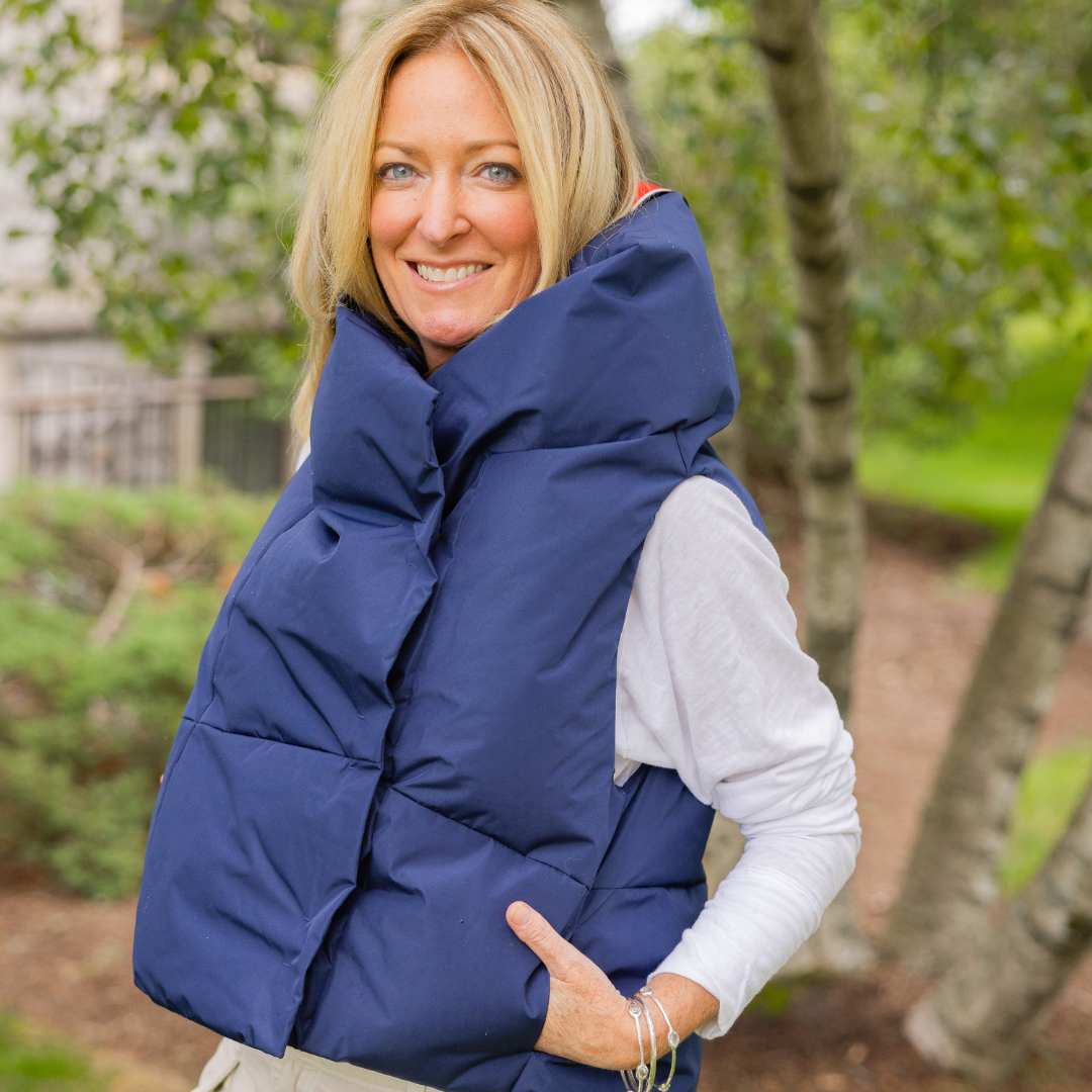 Navy Waterproof Pretty Puffer Vest