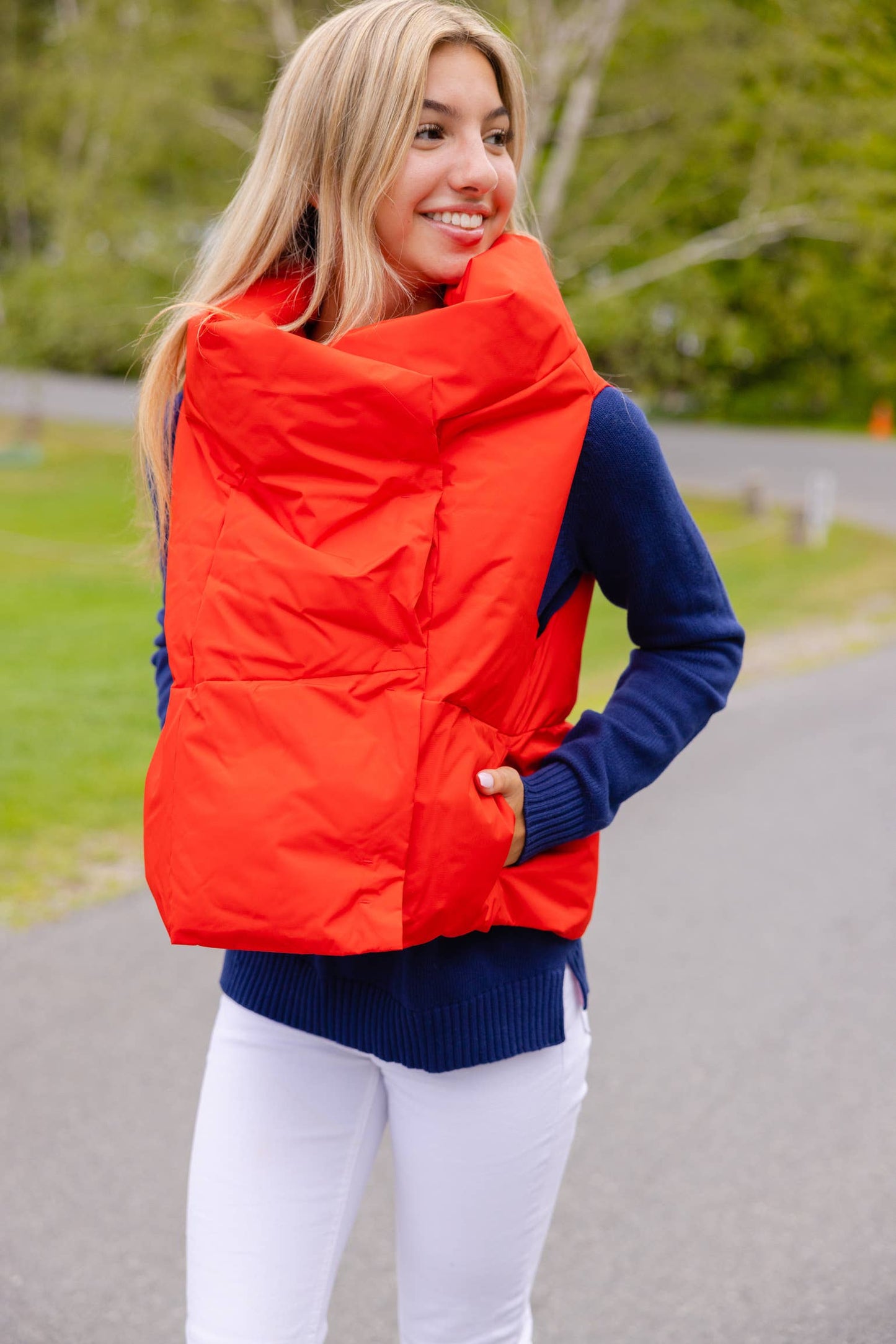 Red Waterproof Pretty Puffer Vest