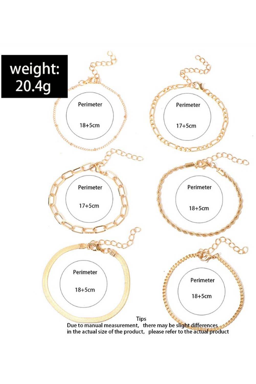 LDC Multi Layered Adjustable Chain Bracelet Set