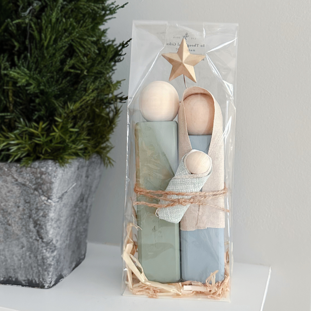 Simple Wooden Nativity Set | Hand-painted | Gift Wrapped
