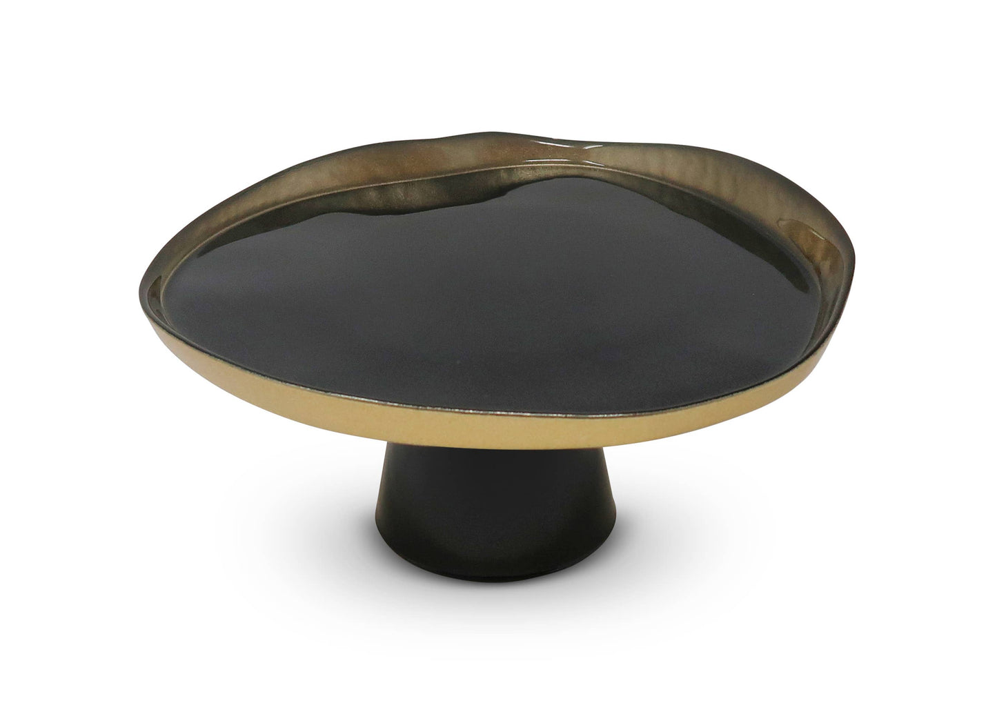 Organic Shaped Footed Cake Plate with Gold
