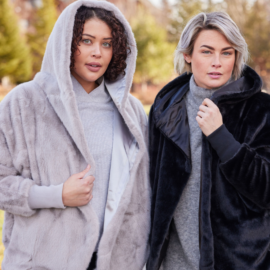 TS Luxe Grey Faux Fur Cardigan