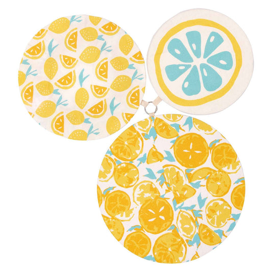 LEMONS Cotton Dish Covers, set of 3