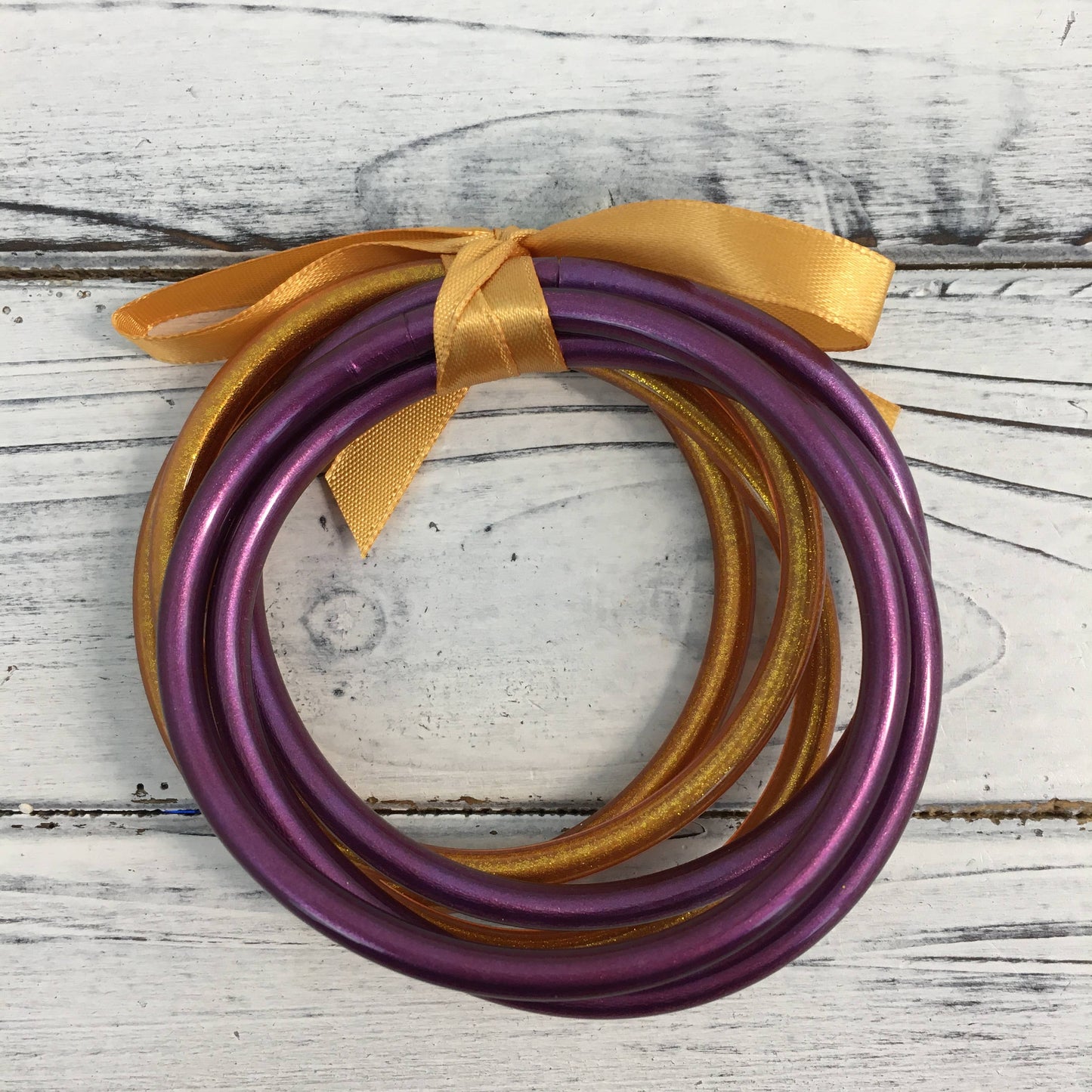 Purple and gold bangle bracelet set