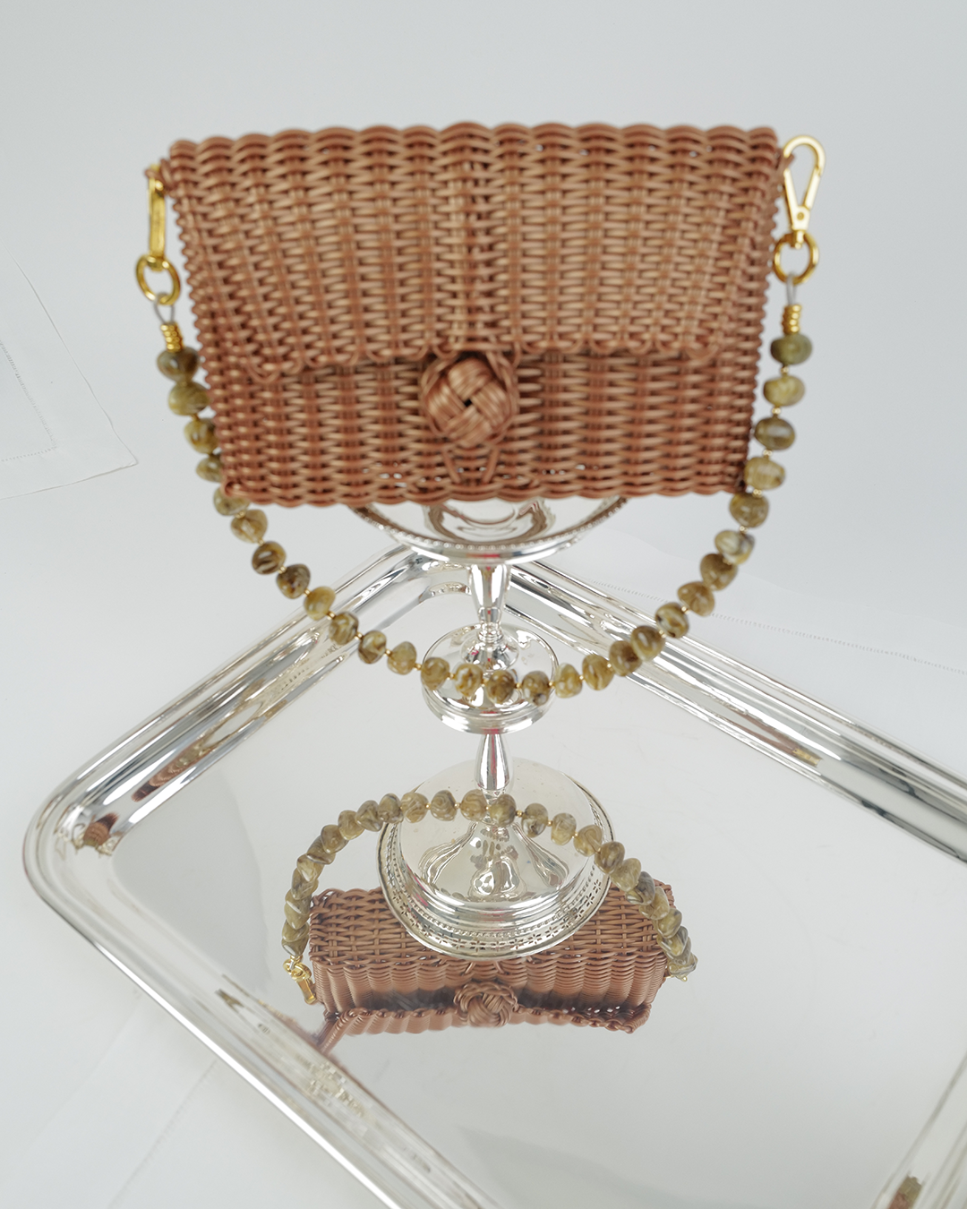 Clutch Strap, Pebble Gemstone in Light Tortoise