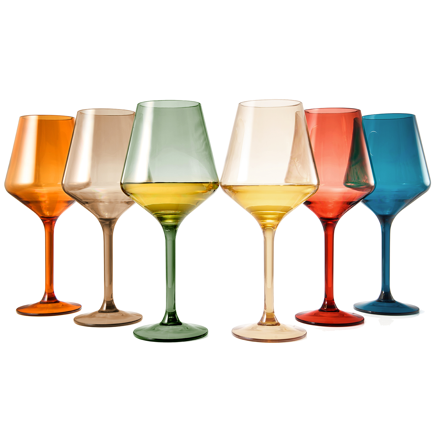 Pastel Colored Unbreakable Acrylic Plastic Wine Glasses Set of 6