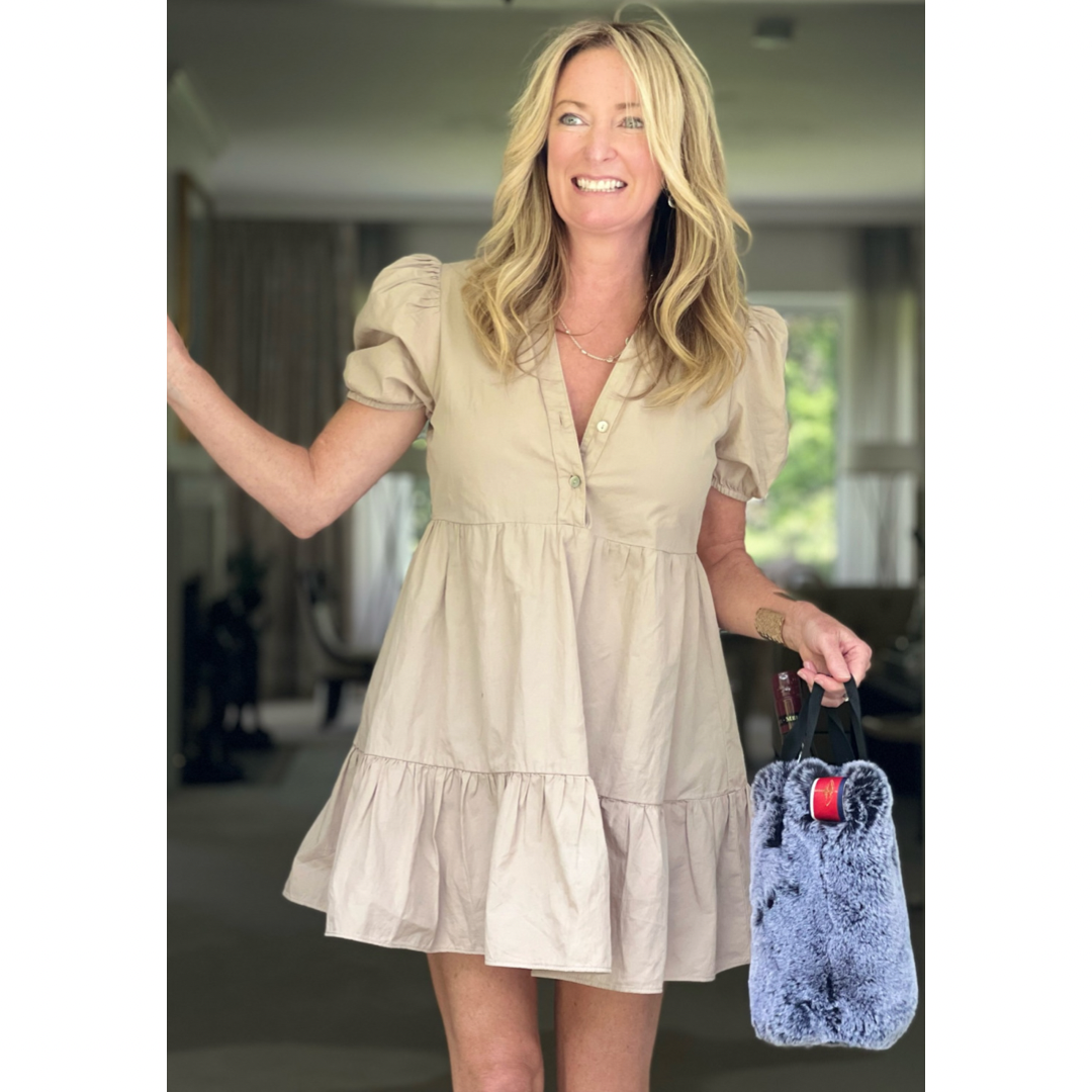 The Rowling Silver Mink Faux Fur Wine Tote