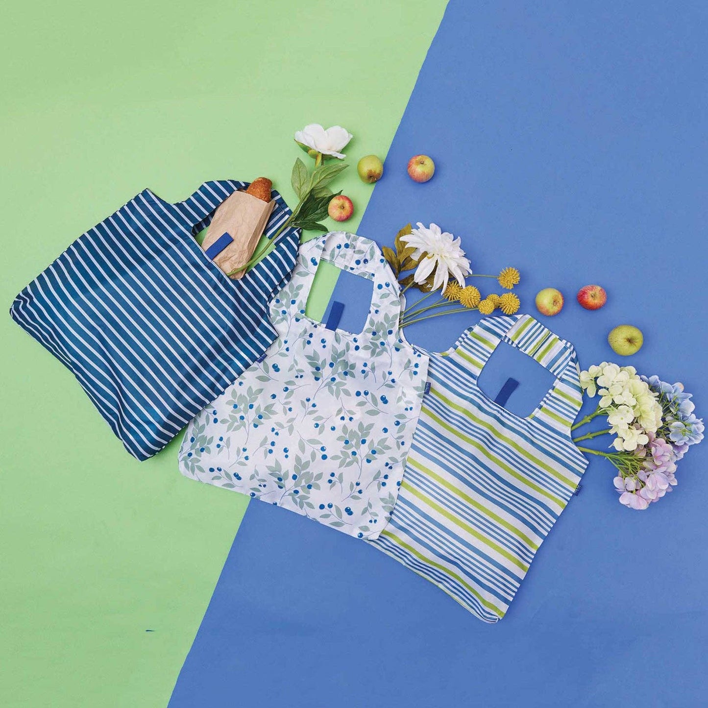SUMMER STRIPE BLUE blu Bag Reusable Shopper Tote