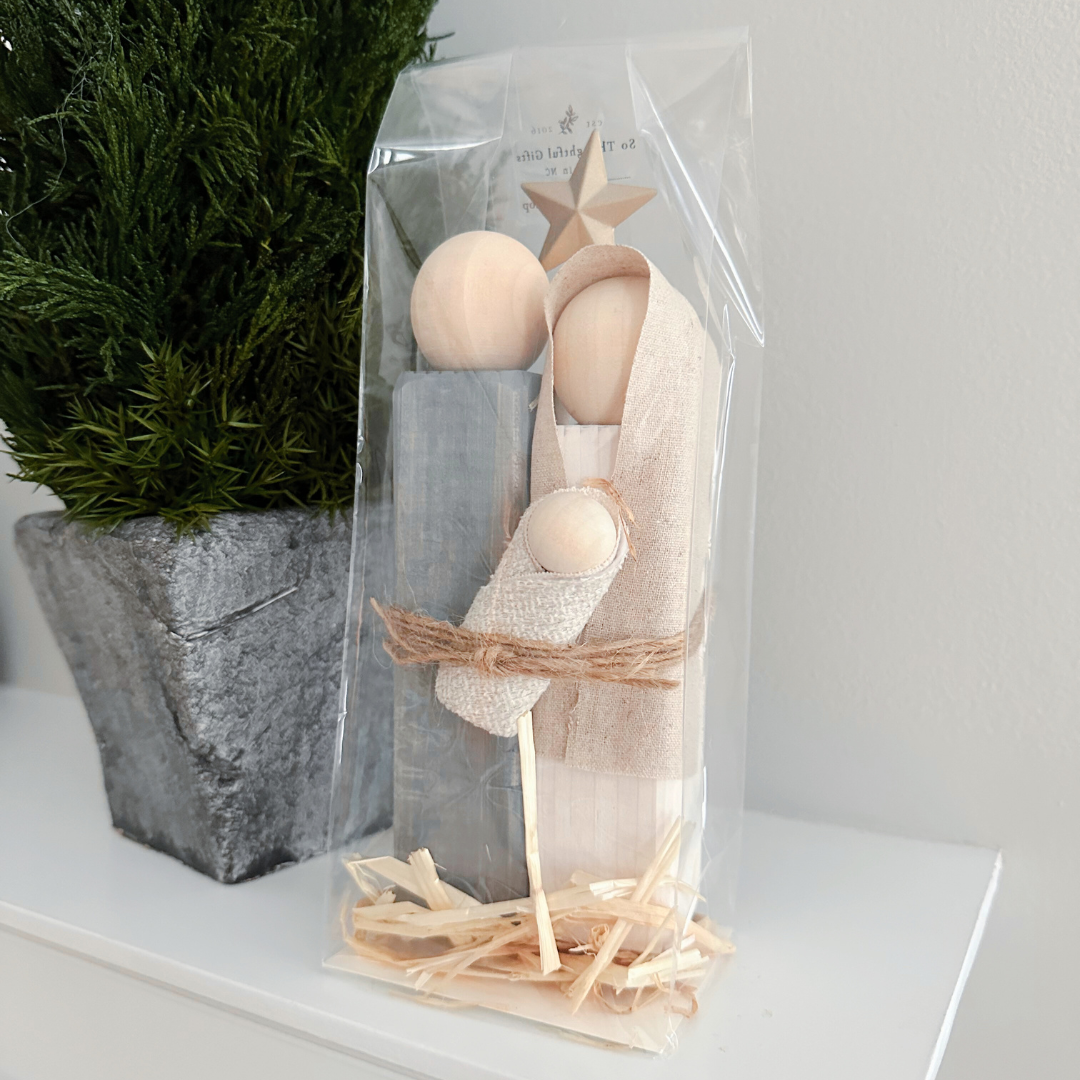 Simple Wooden Nativity Set | Hand-painted | Gift Wrapped
