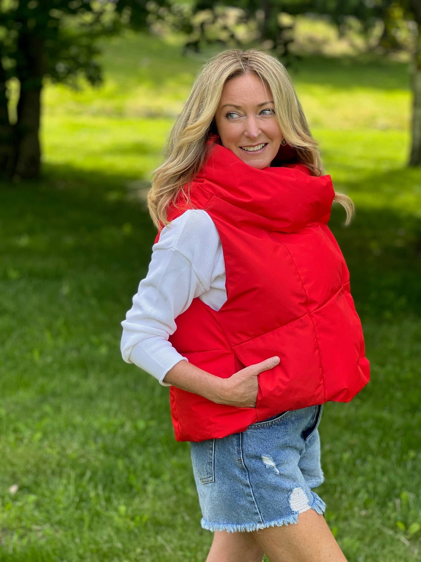 Red Waterproof Pretty Puffer Vest