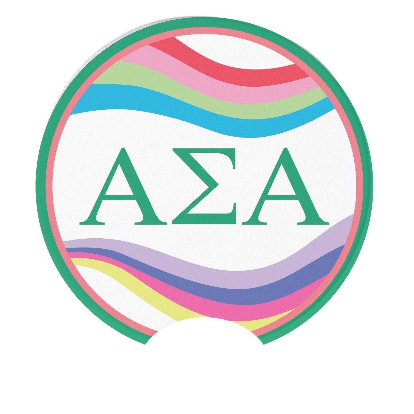 Sorority Car Coasters - Retro Wave Design